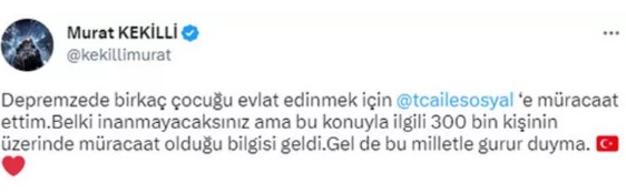 Murat Kekilli'den 'koruyucu aile' başvurusu